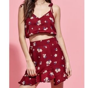 LA HEARTS burgundy two piece set